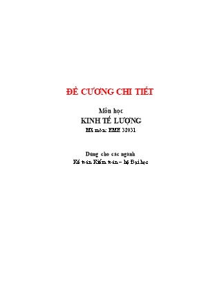 Đề cương chi tiết môn học Kinh tế Lượng - Đỗ Thị Bích Ngọc