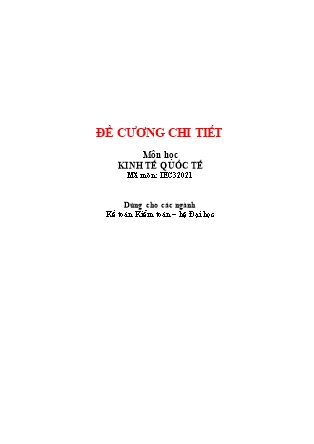 Đề cương chi tiết môn học Kinh tế Quốc tế - Hoàng Chí Cương