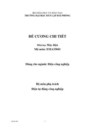 Đề cương chi tiết môn học Máy điện