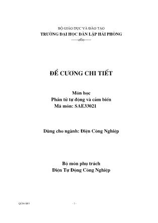 Đề cương chi tiết môn học Phần tử tự động và cảm biến