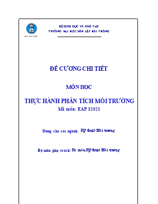 Đề cương chi tiết môn học Thực hành phân tích môi trường