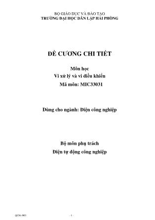 Đề cương chi tiết môn học Vi xử lý và vi điều khiển