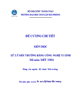 Đề cương chi tiết môn học Xử lý môi trường bằng công nghệ vi sinh