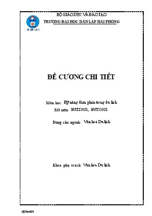 Đề cương chi tiết môn Kỹ năng đàm phán trong du lịch