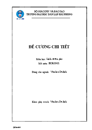 Đề cương chi tiết môn Lịch sử tôn giáo