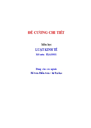 Đề cương chi tiết môn Luật kinh tế