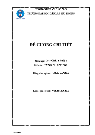 Đề cương môn Cơ sở kinh tế du lịch