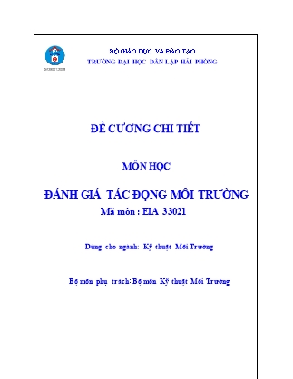 Đề cương môn Đánh giá tác động môi trường