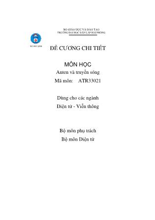 Đề cương môn học Anten và truyền sóng