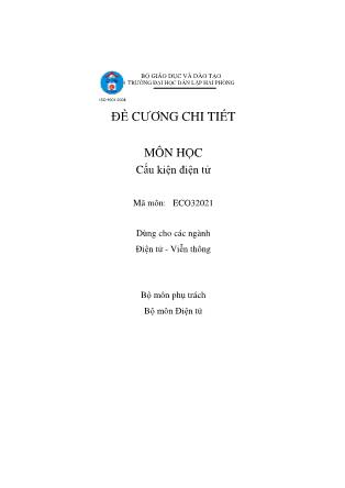 Đề cương môn học Cấu kiện điện tử