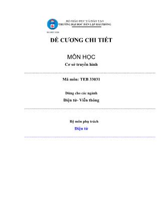 Đề cương môn học Cơ sở truyền hình