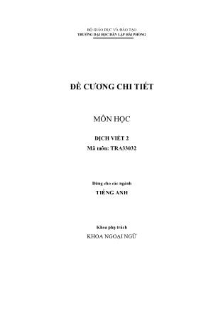 Đề cương môn học Dịch Viết 2