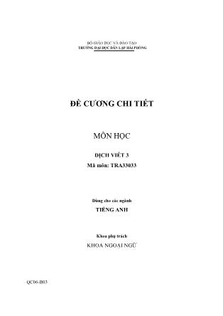 Đề cương môn học Dịch Viết 3