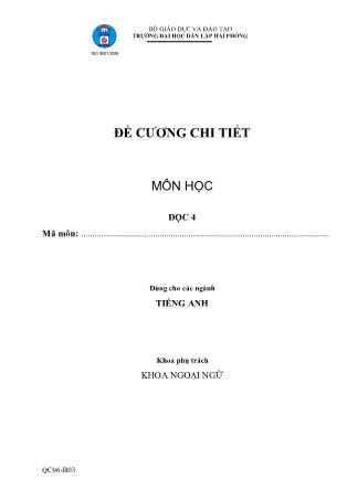 Đề cương môn học Đọc 4