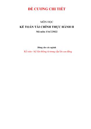 Đề cương môn học Kế toán tài chính thực hành II - Nguyễn Đức Kiên