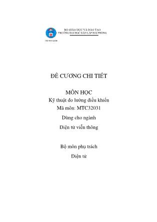 Đề cương môn học Kỹ thuật đo lường điều khiển