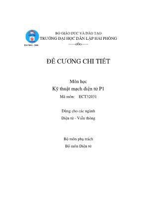Đề cương môn học Kỹ thuật mạch điện tử P1