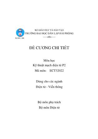 Đề cương môn học Kỹ thuật mạch điện tửu P2