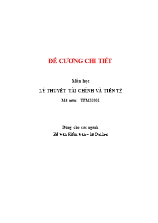 Đề cương môn học Lý thuyết tài chính và tiền tệ