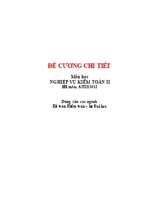 Đề cương môn học Nghiệp vụ kiểm toán 2