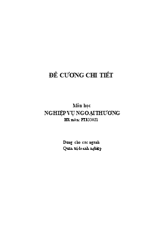 Đề cương môn học Nghiệp vụ ngoại thương - Dương Thị Lan Hương