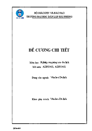 Đề cương môn học Nghiệp vụ quảng cáo du lịch