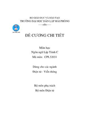 Đề cương môn học ngôn ngữ lập trình C