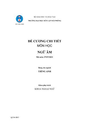 Đề cương môn học Ngữ âm