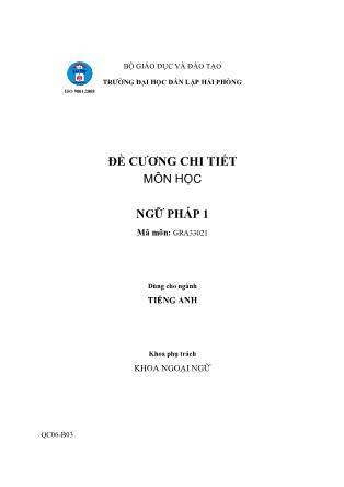 Đề cương môn học Ngữ pháp 1