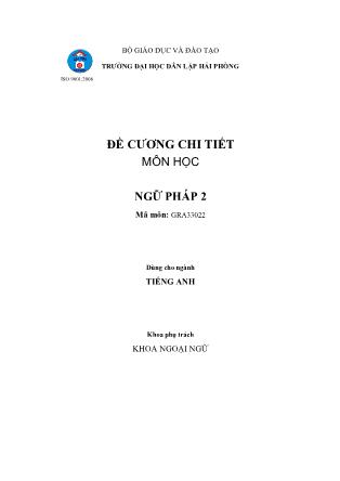 Đề cương môn học Ngữ pháp 2