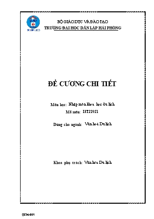 Đề cương môn học Nhập môn khoa học du lịch