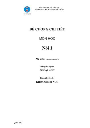 Đề cương môn học Nói 1
