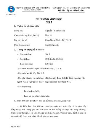 Đề cương môn học Nói 5 - Nguyễn Thị Thúy Thu