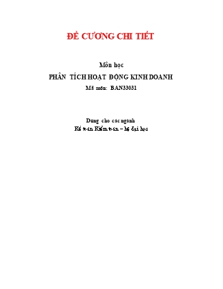 Đề cương môn học Phân tích hoạt động kinh doanh