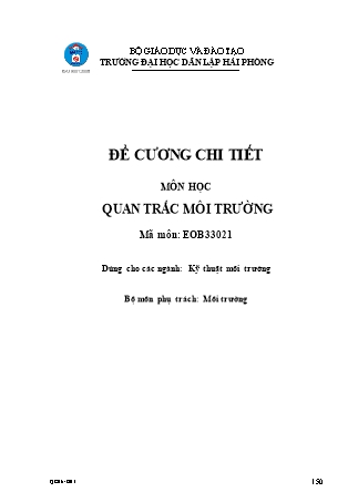 Đề cương môn học Quan trắc môi trường