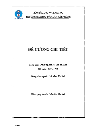 Đề cương môn học Quản trị kinh doanh lữ hành (Bản đẹp)