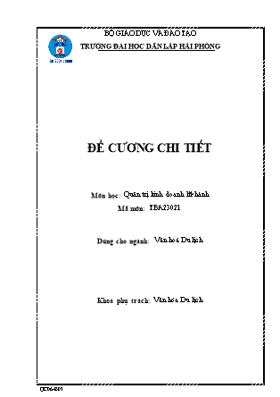 Đề cương môn học Quản trị kinh doanh lữ hành