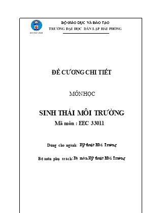 Đề cương môn học Sinh thái môi trường