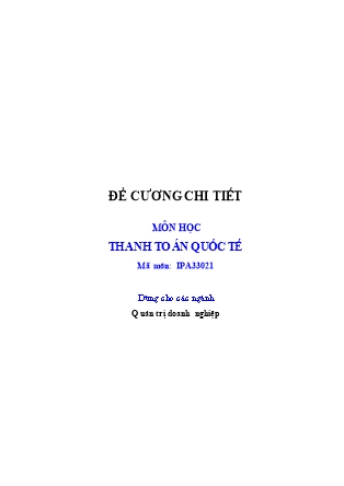 Đề cương môn học Thanh toán quốc tế - Phạm Thị Nga