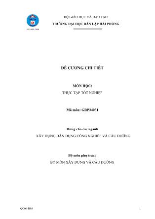 Đề cương môn học Thực tập Tốt nghiệp Ngành xây dựng dân dụng công nghiệp và cầu đường