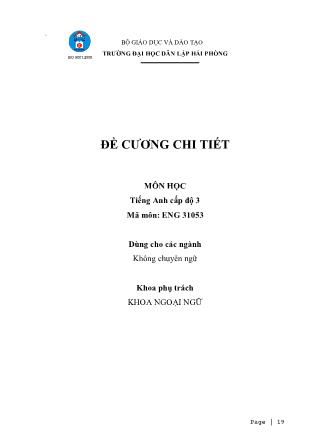 Đề cương môn học Tiếng Anh cấp độ 3
