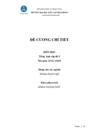 Đề cương môn học Tiếng Anh cấp độ 5