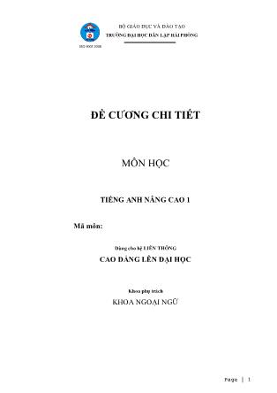 Đề cương môn học Tiếng Anh nâng cao 1