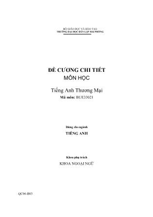 Đề cương môn học Tiếng Anh thương mại