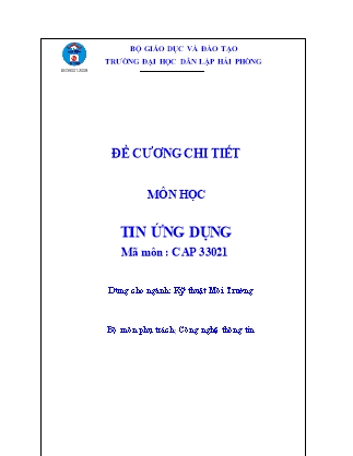 Đề cương môn học Tin ứng dụng