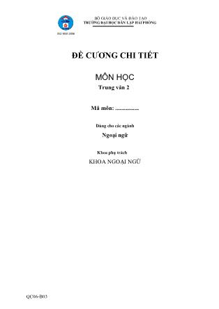 Đề cương môn học Trung văn 2