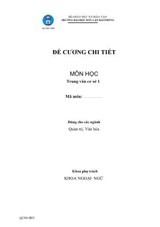 Đề cương môn học Trung văn cơ sở 1