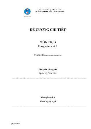 Đề cương môn học Trung văn cơ sở 2