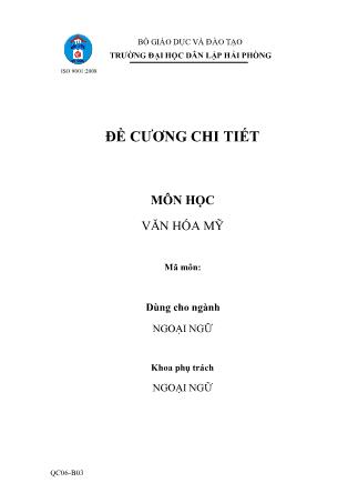 Đề cương môn học Văn hóa Mỹ