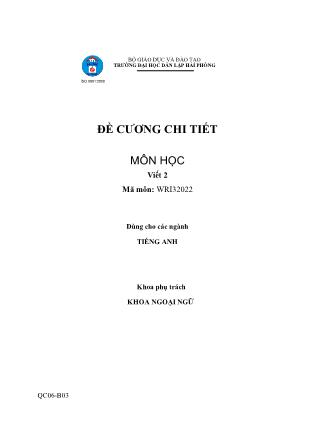 Đề cương môn học Viết 2